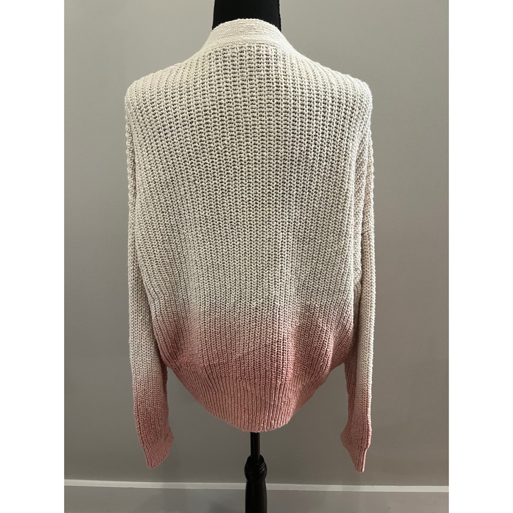 Madewell Ombre Dip‎ Dye Courtland Cardigan Sweater Beige Pink Cotton Size L - Picture 9 of 10